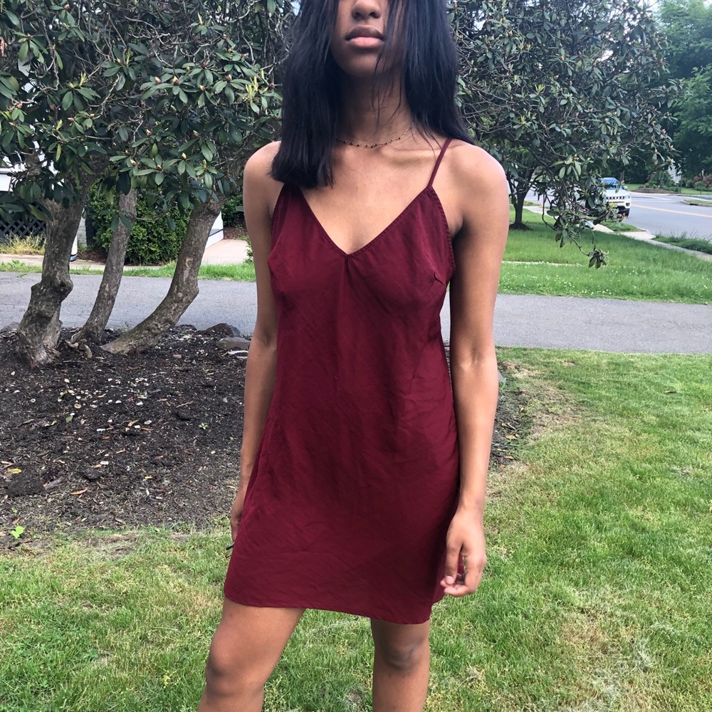 Burgundy slip dress